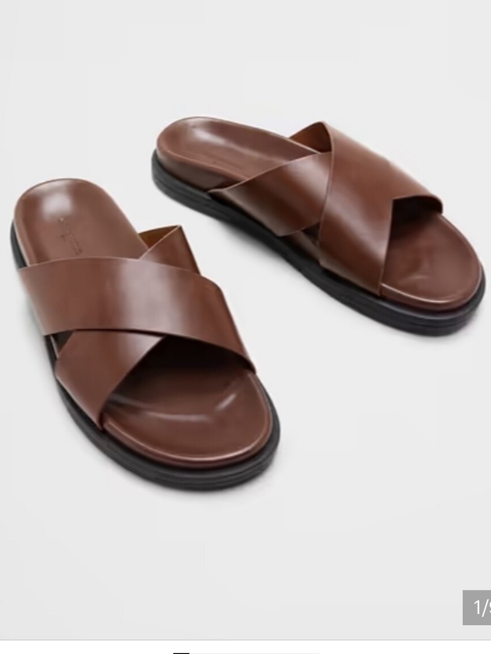 Banana Republic Men’s Vegan Leather Crossover Sandals in Cognac Size 9